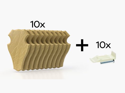 10x escudo de trofeo para corzo 22x13cm claro (roble 1)