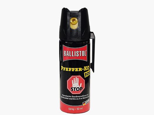 50ml Hochw. Pfefferspray K.O. FOG Sprühnebel – 11 % OC / 2,5 Mio. Scoville v. Ballistol - Abwehr
