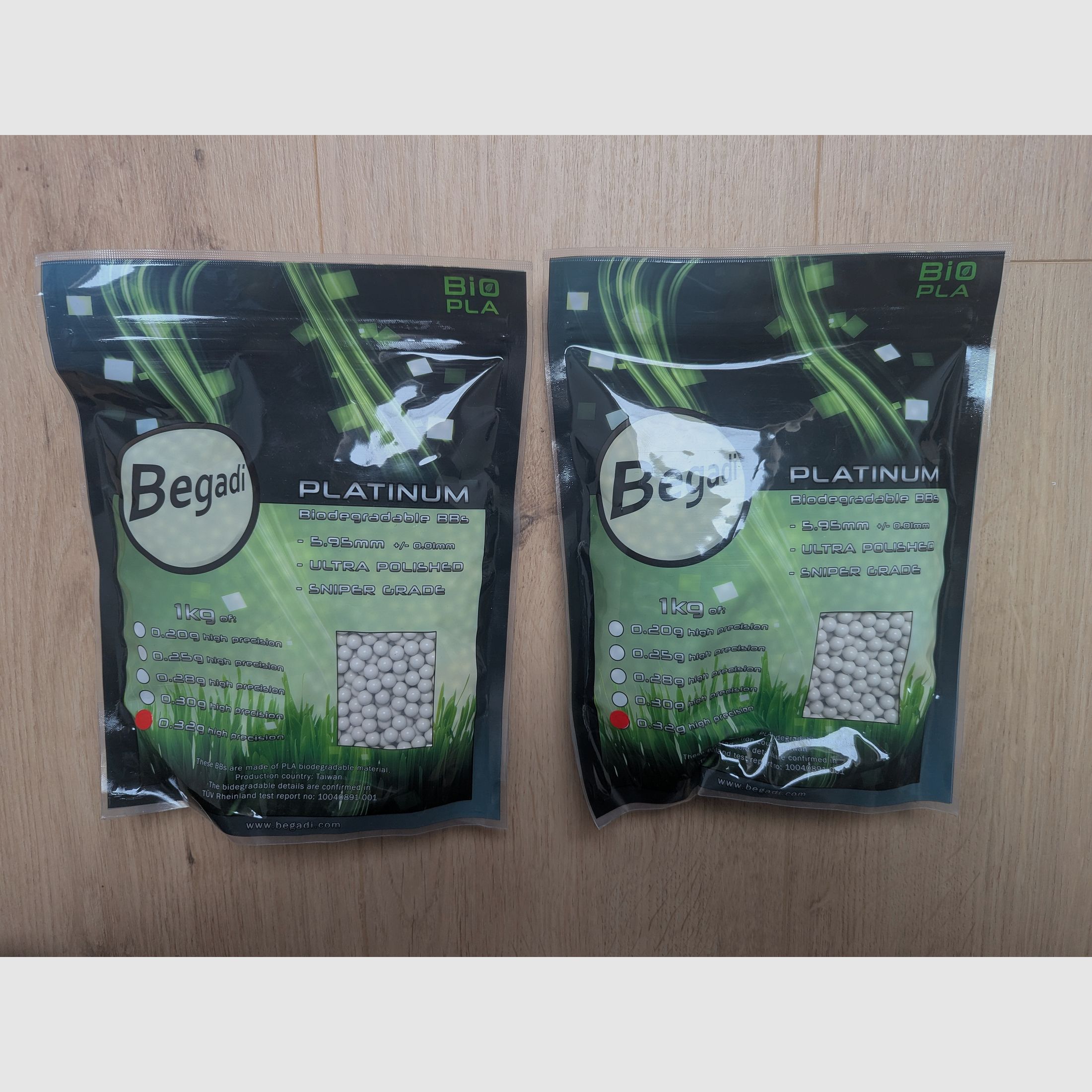 6,000 BEGADI Platinum Grade Bio 6mm Airsoft BBs, polished multiple times & specially hardened, 0.32g