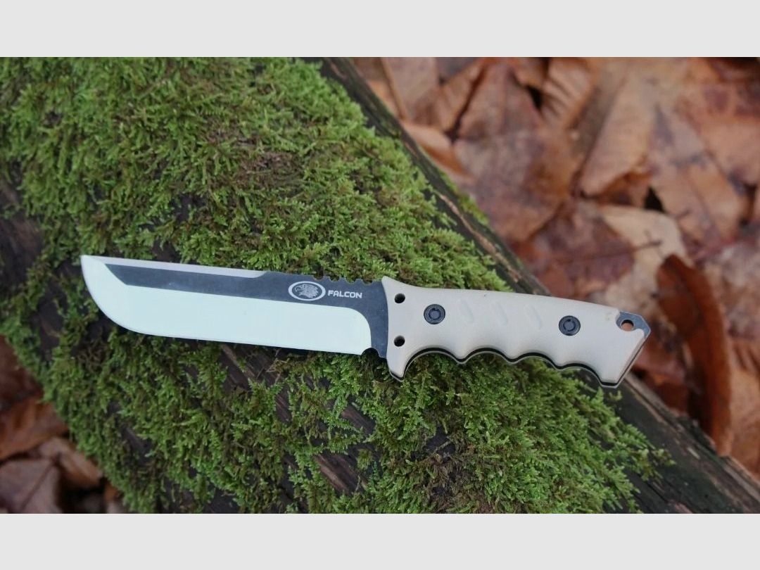 Couteau de plein tang de haute qualité pour l'extérieur, incluant un étui en cuir et une pierre à feu de 28 cm