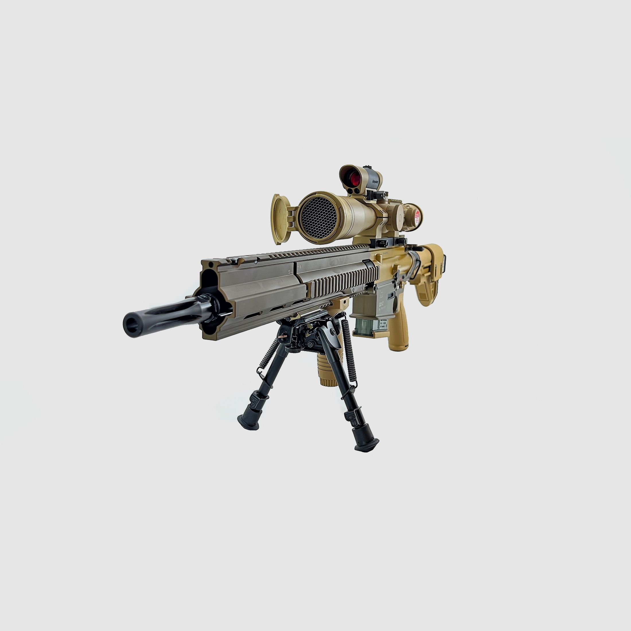 Heckler & Koch G28 Z mit Zieleinheit, Zweibein, Sturmgriff und Schutzleisten