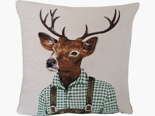 Lovergreen Kissen Motiv Kissen Hirsch Schottenhemd grn