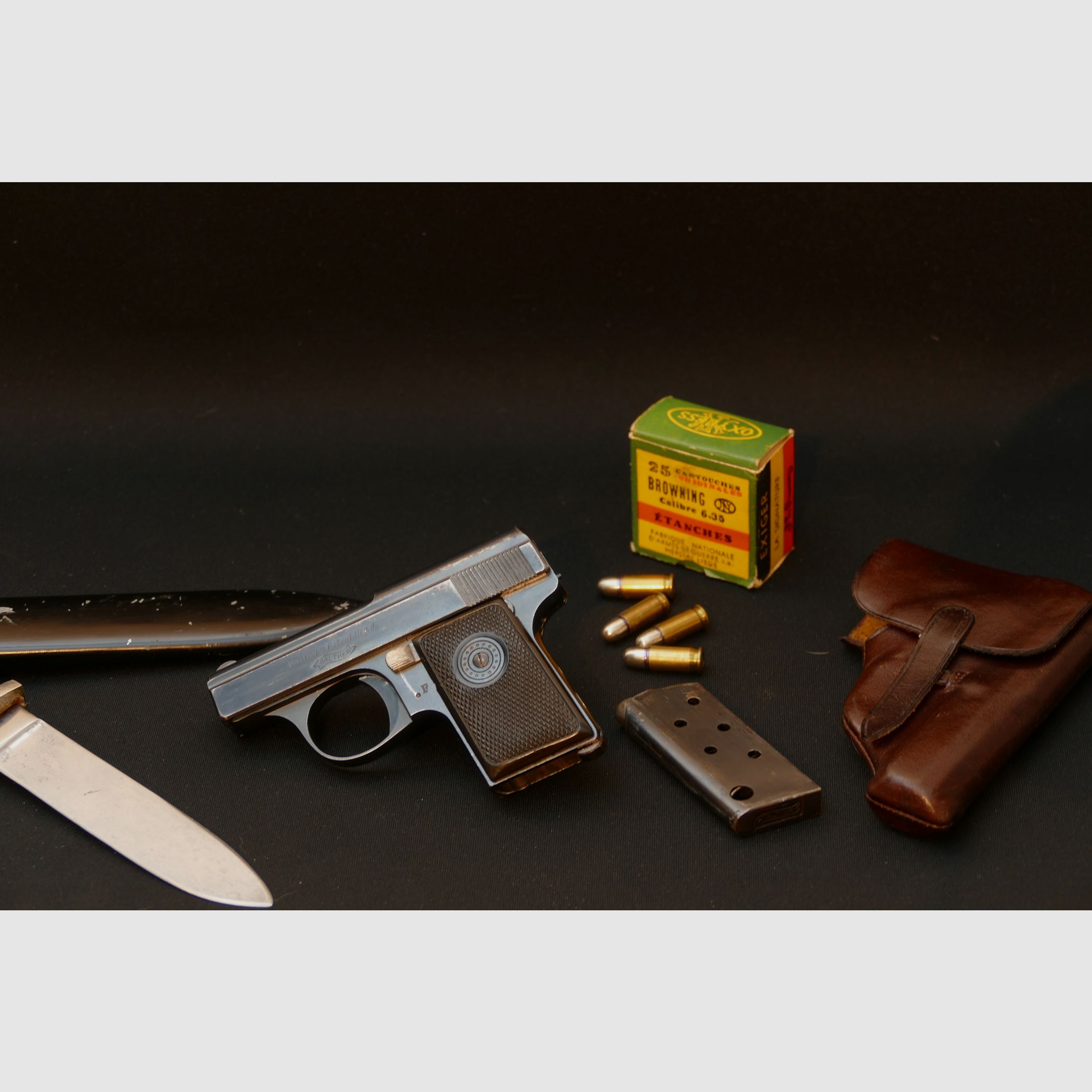 Walther Mod. 9, Tipo II, ca. 1928/29, Calibre 6,35mm Browning, pistola de bolsillo Zella Mehlis, WWII, WHB61