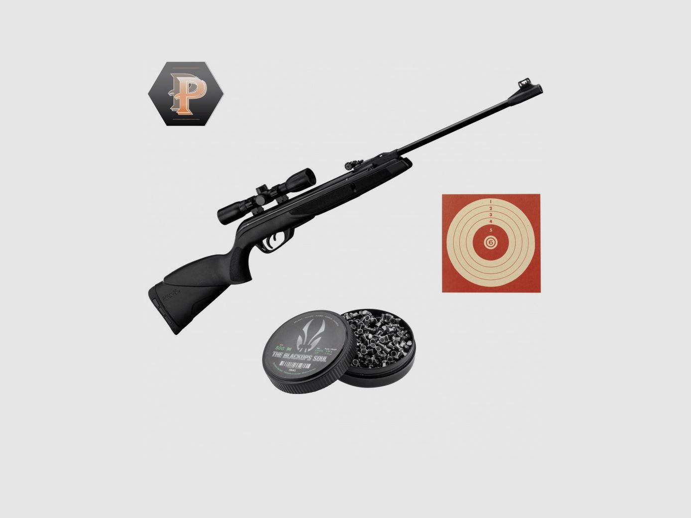 Gamo Black Shadow Combo Synthetic Gewehr + Zielfernrohr + Diabolos + Ziele, Bild 5 von 5