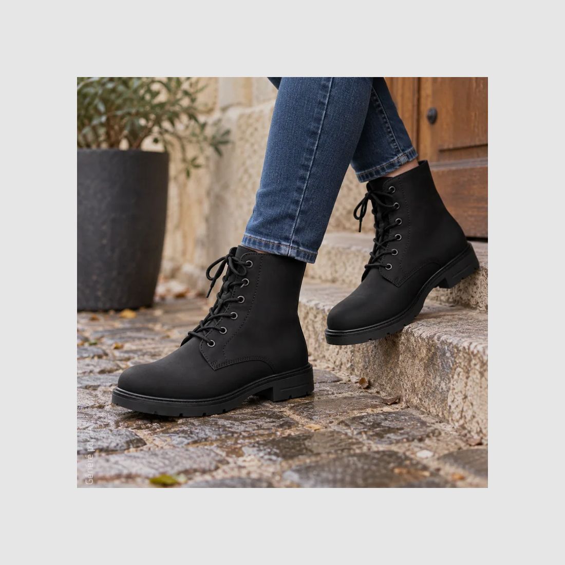 Bottines à lacets Doke noires en cuir pour femme, image 1 sur 5