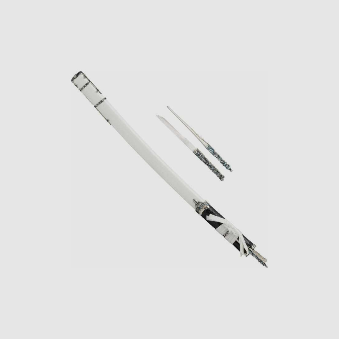 Katana Schwert mit zwei Beimessern Kozuga und Kogai, weiss