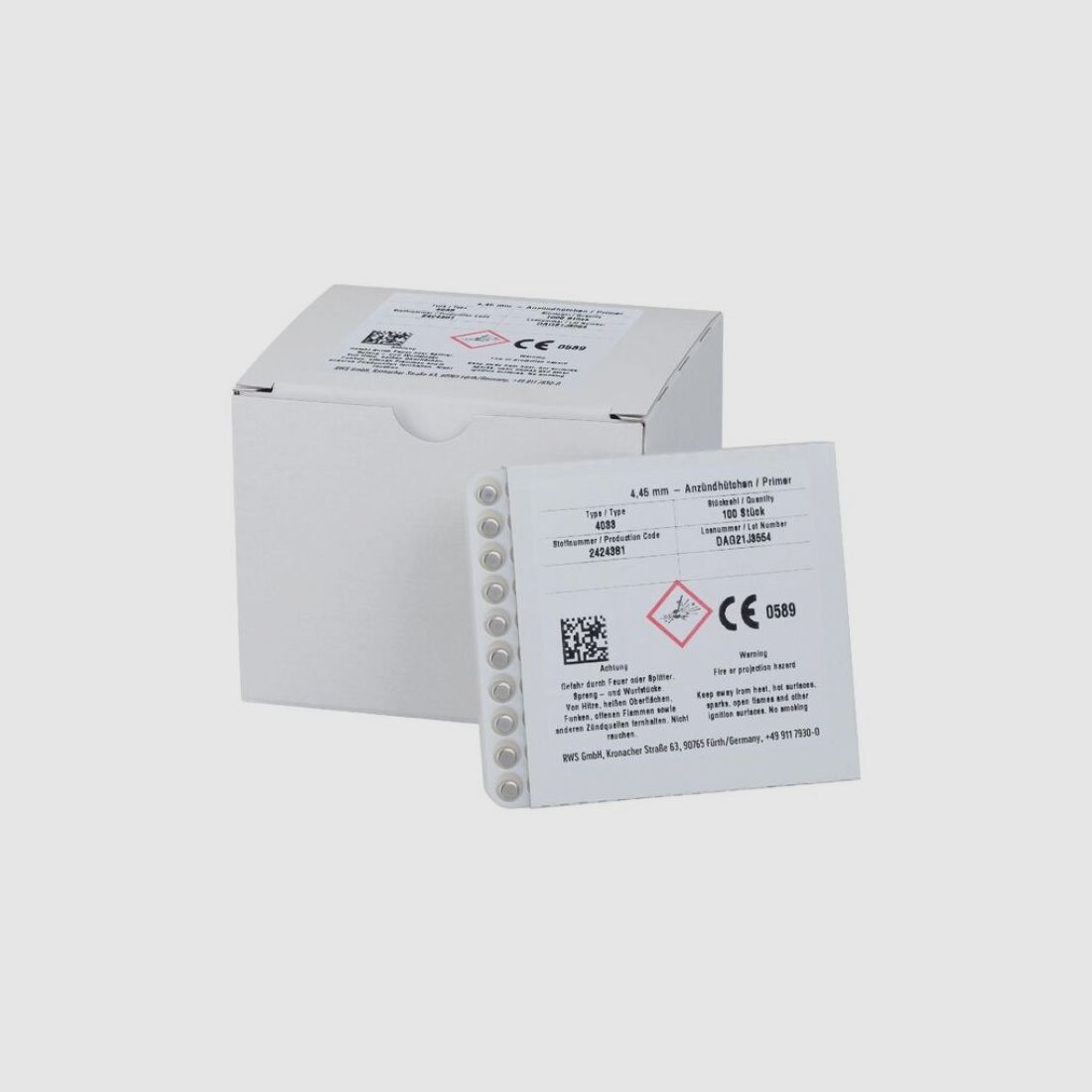 RWS Small Rifle Anvil Primers SINOXID Ø 4,45mm No: 4033 VE100