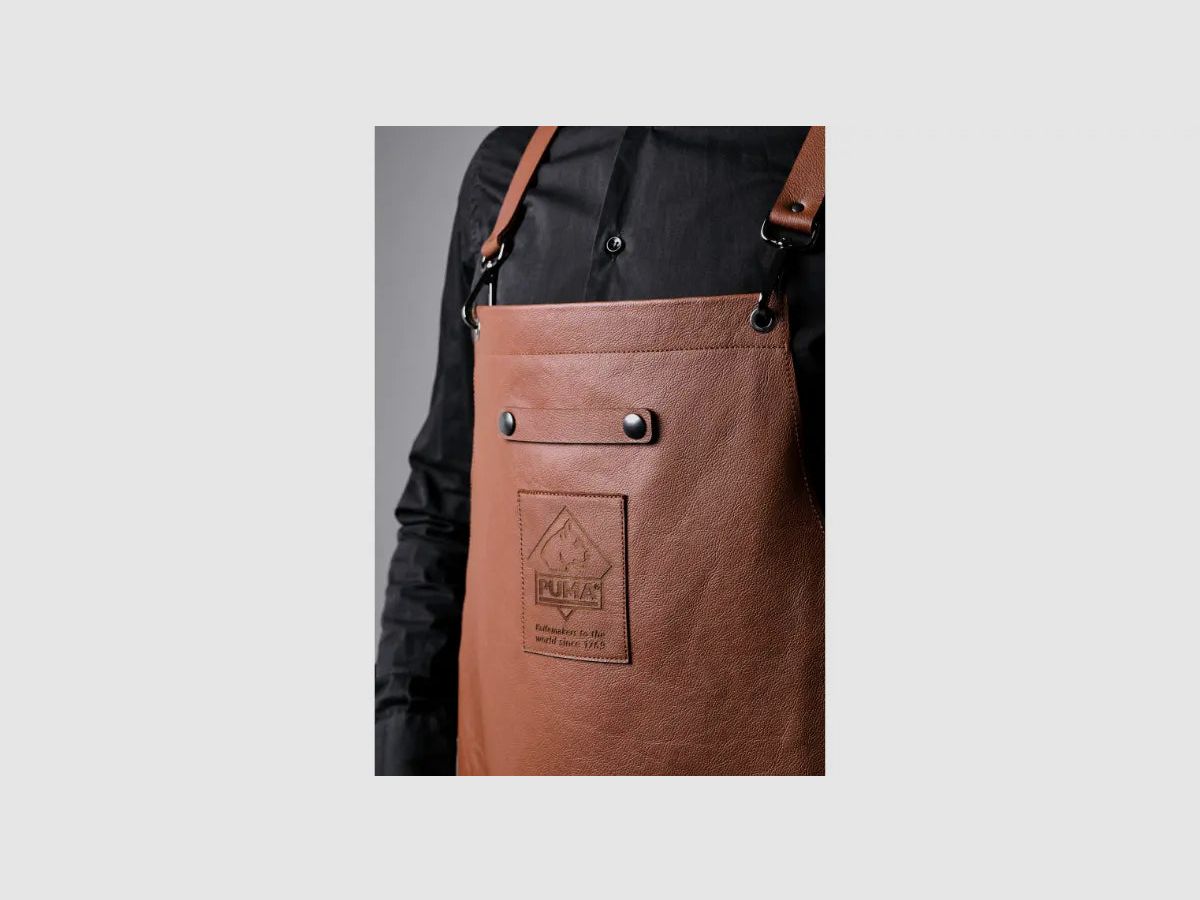 Koch- & Grillschürze, strapazierfähig und robust aus Rindleder Farbe cognac