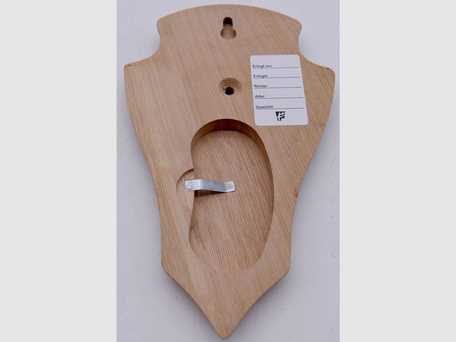 Wappenschilder für Rehtrophäen Doppelfräsung aus Eichenholz Hell 18x11cm