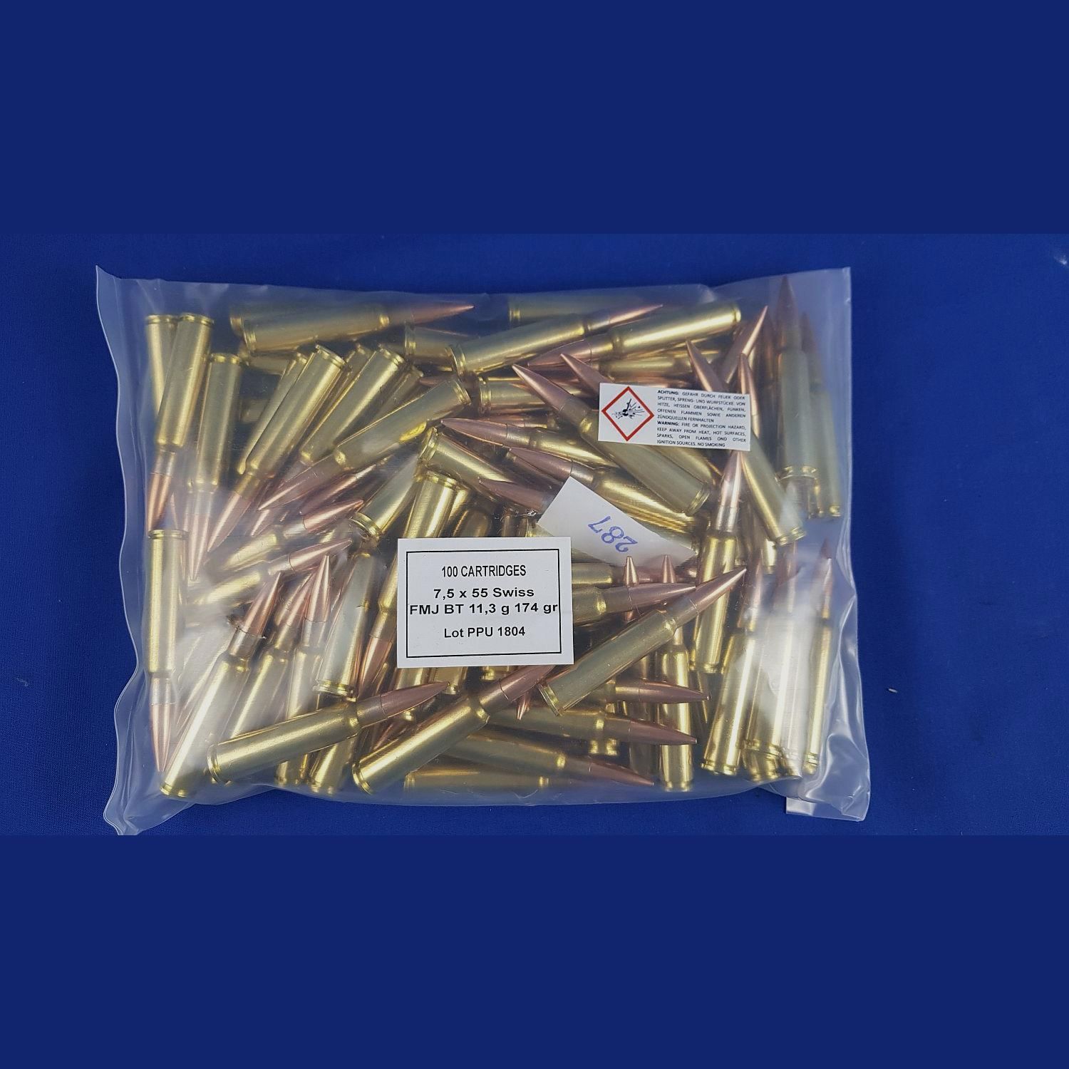 PPU 7,5×55 Zwitsers FMJ 174grs 11,3g