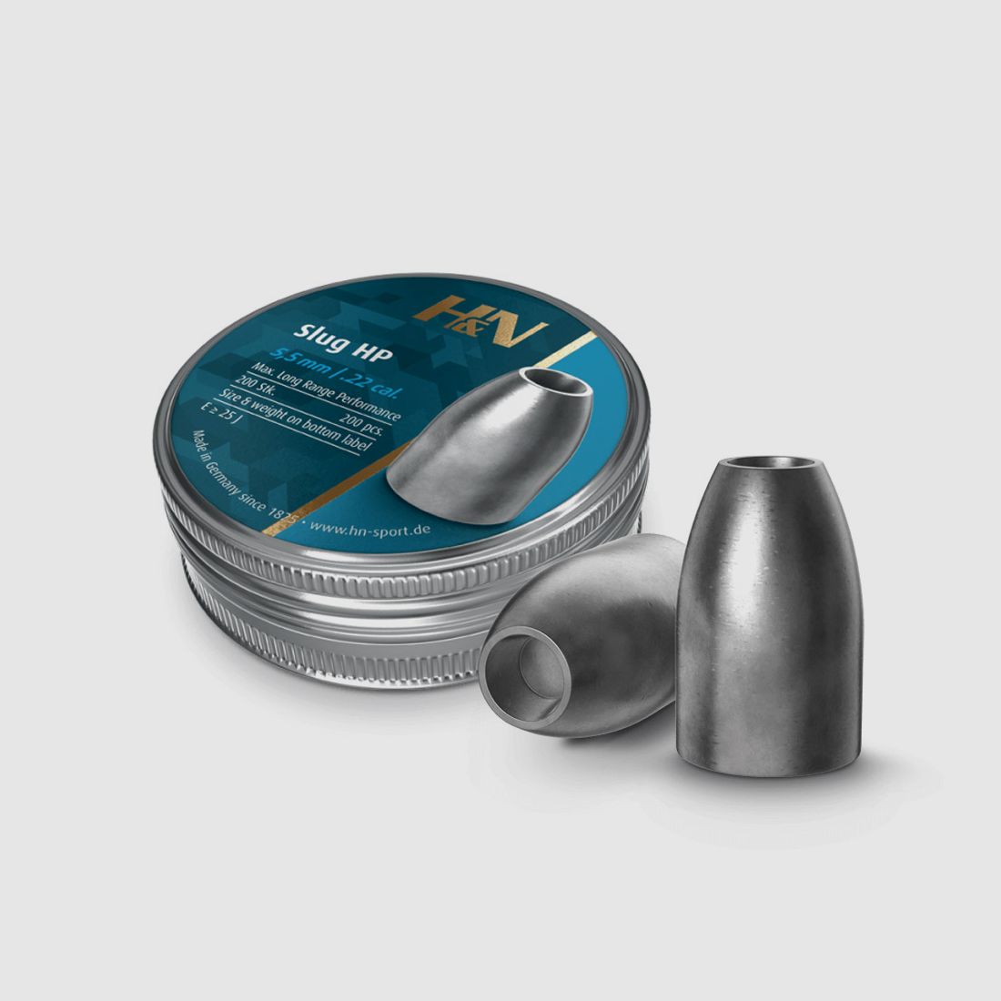 H&N Slug HP Diabolo, Hohlspitz, Kaliber 5,51 mm, 1,36 g, 21 gr, 200 StĂĽck