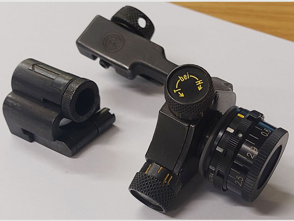 Grünig & Elmiger AG	 Orig. W&F Diopter Inkl. Korntunnel und v. Irisblende mit Farbverstellung Schweizer Schmidt Rubin K31