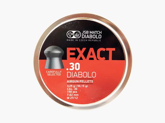 JSB Exact 7,62 mm .30 Diabolo Diabolos Rundkopf-Diabolo 150 Stück 3,25 g 50,15 gr Field Target