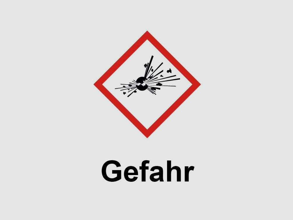 GHS01 Gefahrenzeichen/Explosionszeichen für Pulverschrank