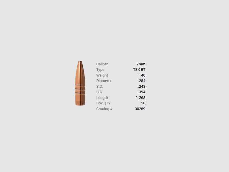 Barnes Geschoss 7mm/.284 140GR TSX BT 50 Stück