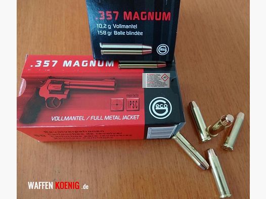 GECO 100 pièces - Cartouches GECO .357 Mag. Full metal jacket tête plate
