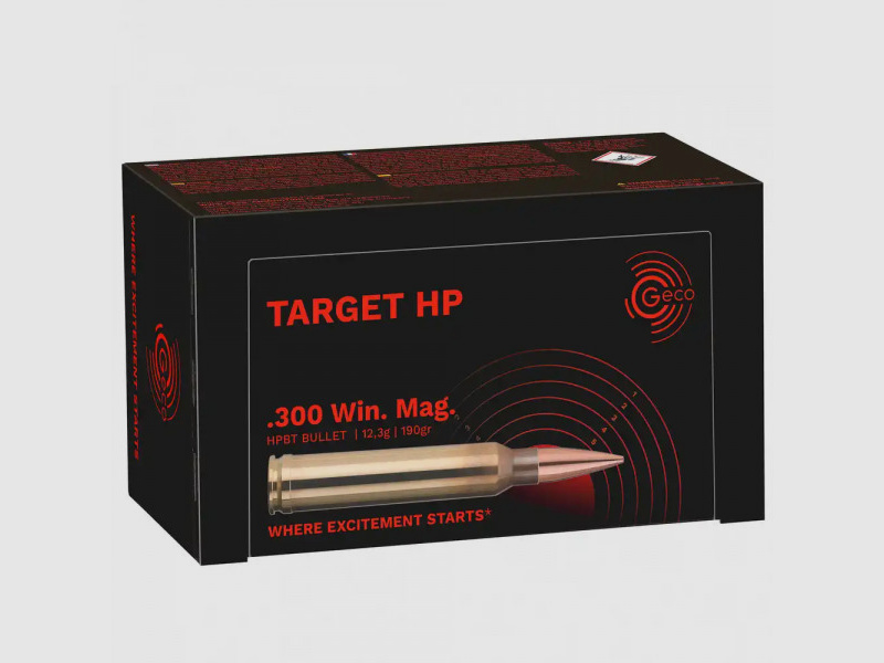 GECO TARGET HP - .300WIN.MAG. - 12,3G. / 190GRS. - 50 STÜCK