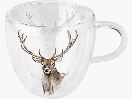 Glas-Tasse 'Antlers' - Hirsch