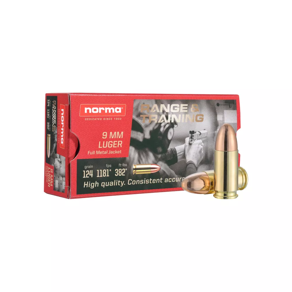 NORMA Munition 9x19 mm FMJ 8,0 g/124 gr