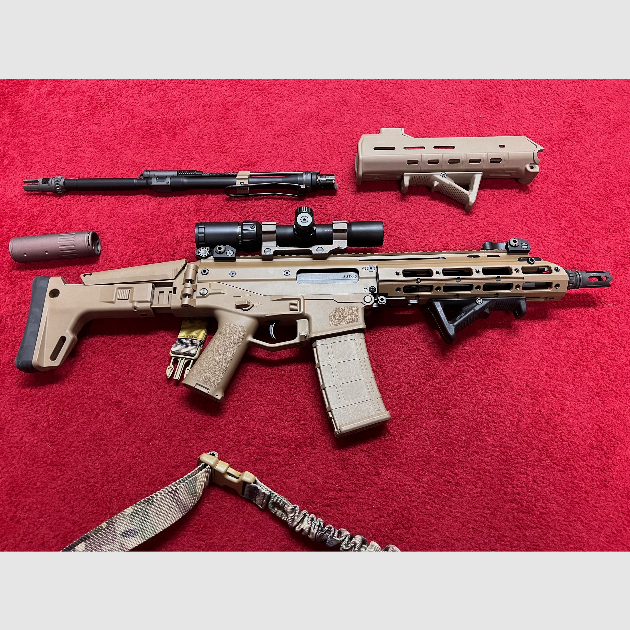 Wei-ETech MSK Masada Open Bolt GBB 6mm BB in Tan with accessories and interchangeable system