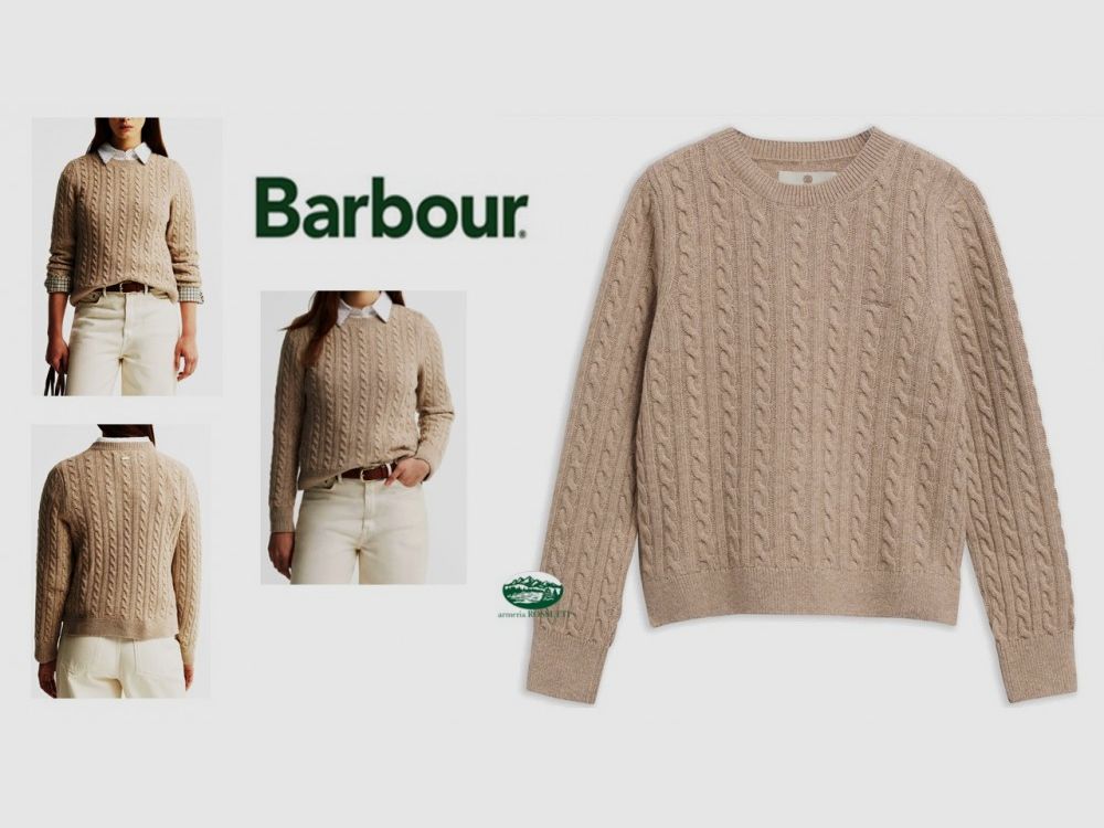 BARBOUR Damenpullover Ashdown beige mit Zopfmuster