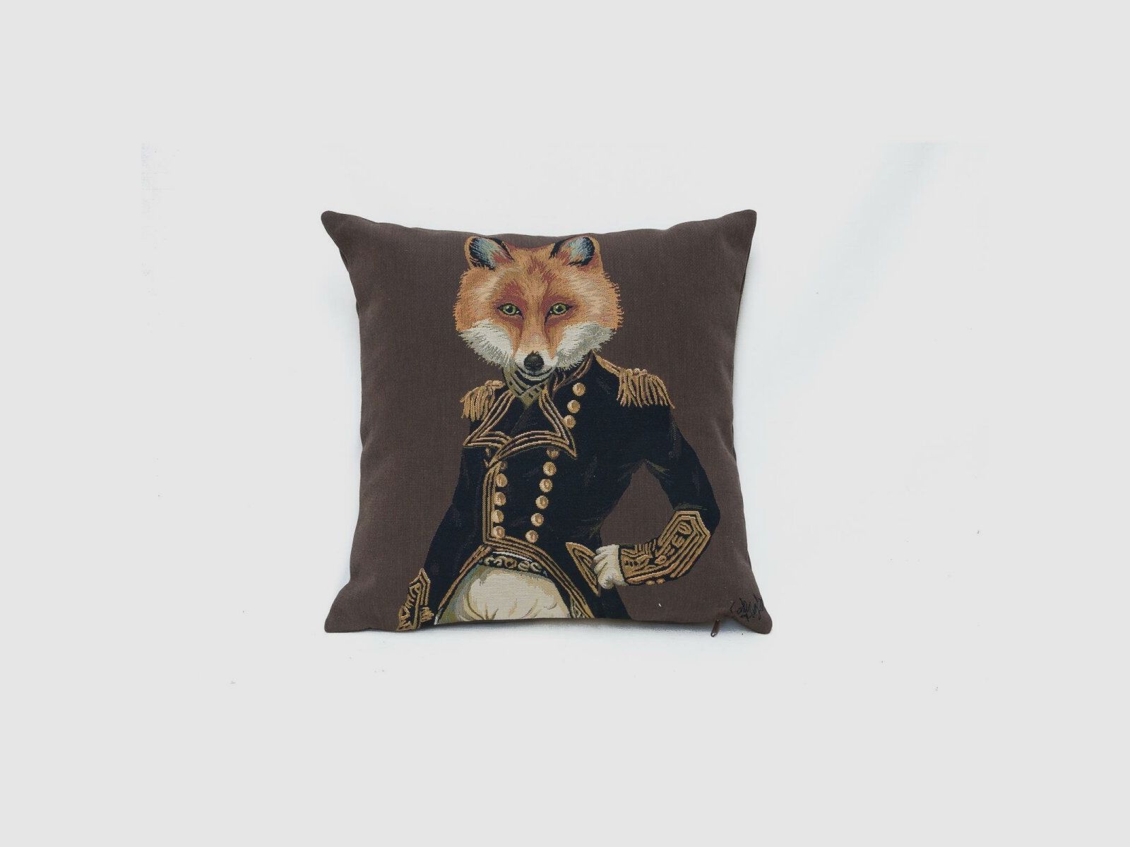 Lovergreen Kissen Motiv Kissen Fuchs in schwarzer Jacke mit Schulterpolster