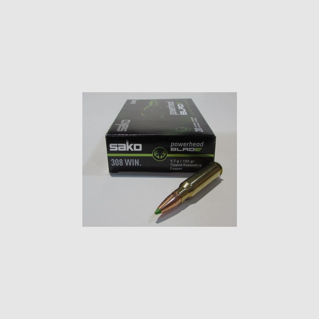 Box mit 20 Patronen Kal. 308 Win Sako Powerhead Blade Kupfer 150 Grain