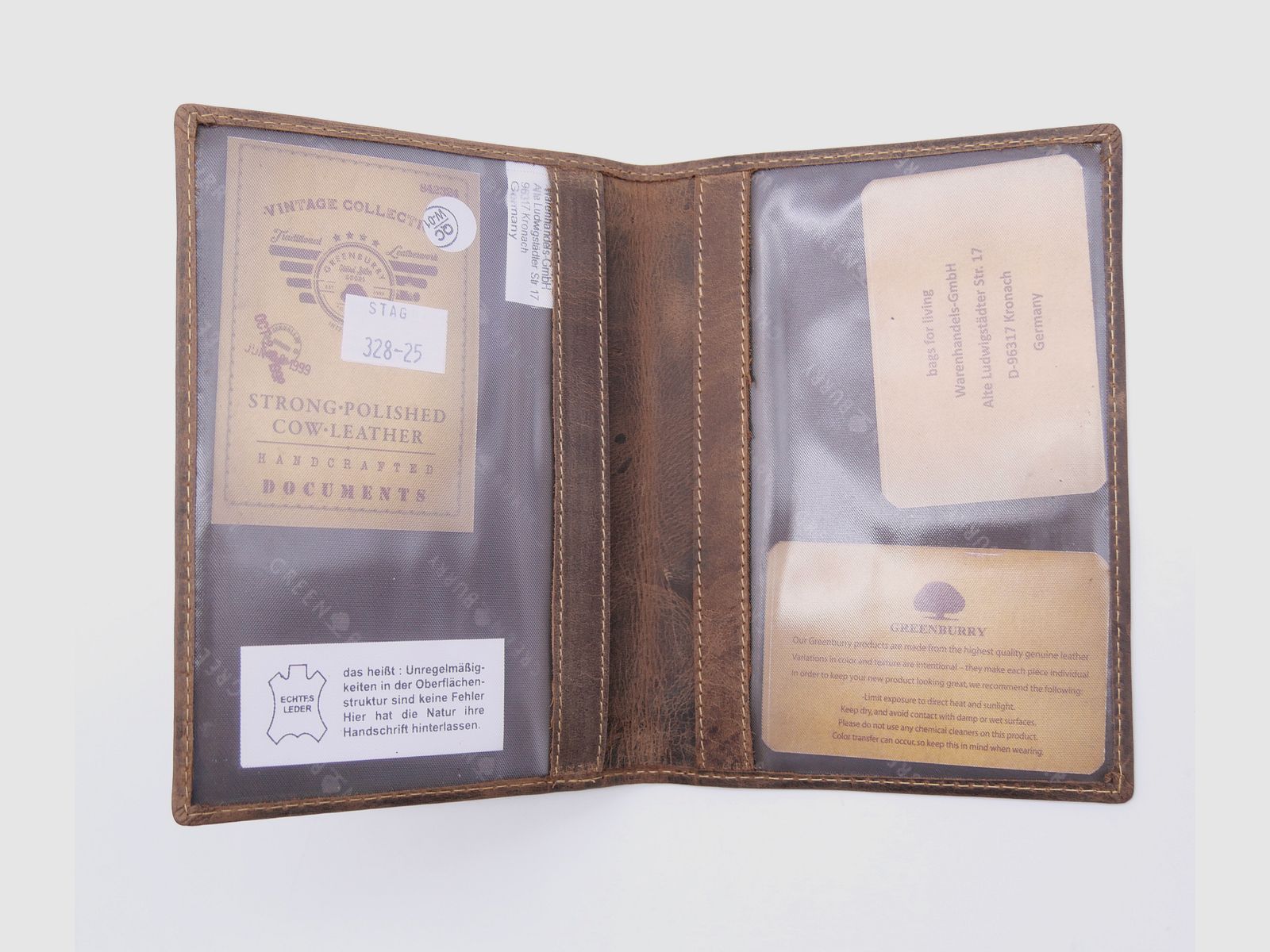 Greenburry Leder Jagdscheinmappe Ausweismappe Etui Hirsch braun 328-stag-25