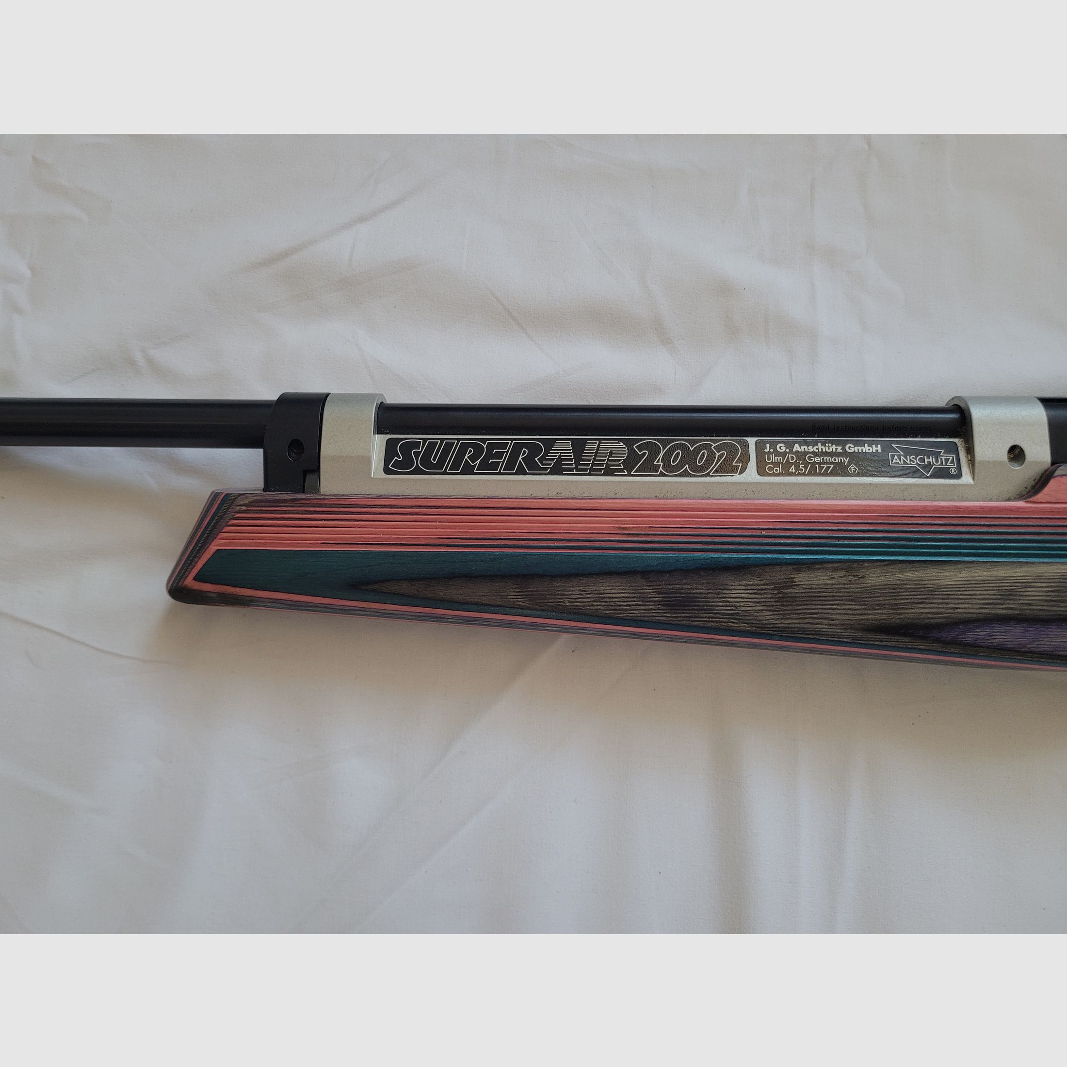 ANSCHÜTZ SUPERAIR 2002, KOLOROWY STOCK WARSTWOWY, 4,5 MM DIABOLO, Z POKROWCEM NA KARABIN, zdjęcie 4 z 6