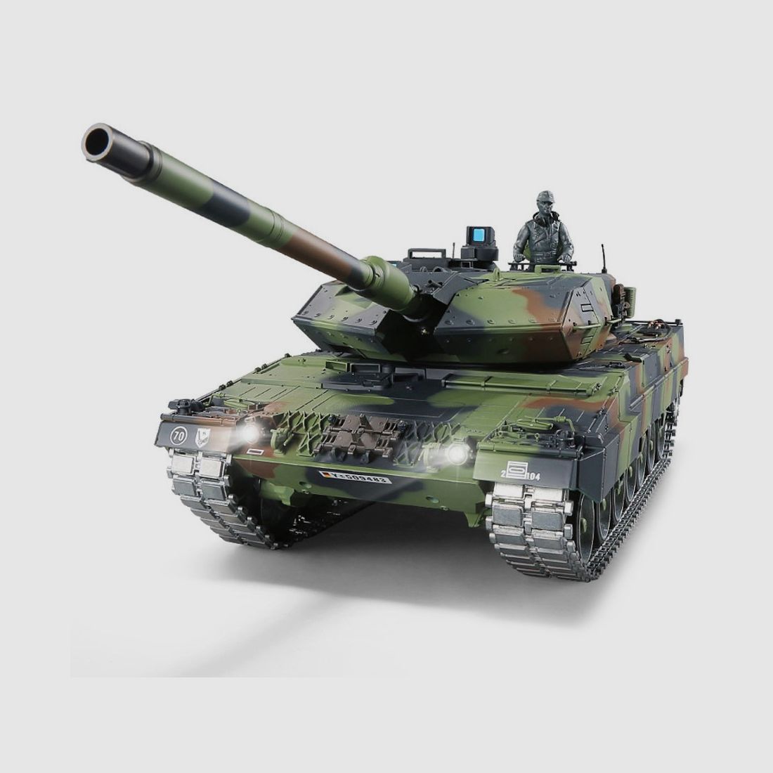 RC Panzer Leopard 2A6 Pro Heng Long 1:16 Rauch Sound BB + IR Stahlgetriebe Metallketten 2,4Ghz V7.0