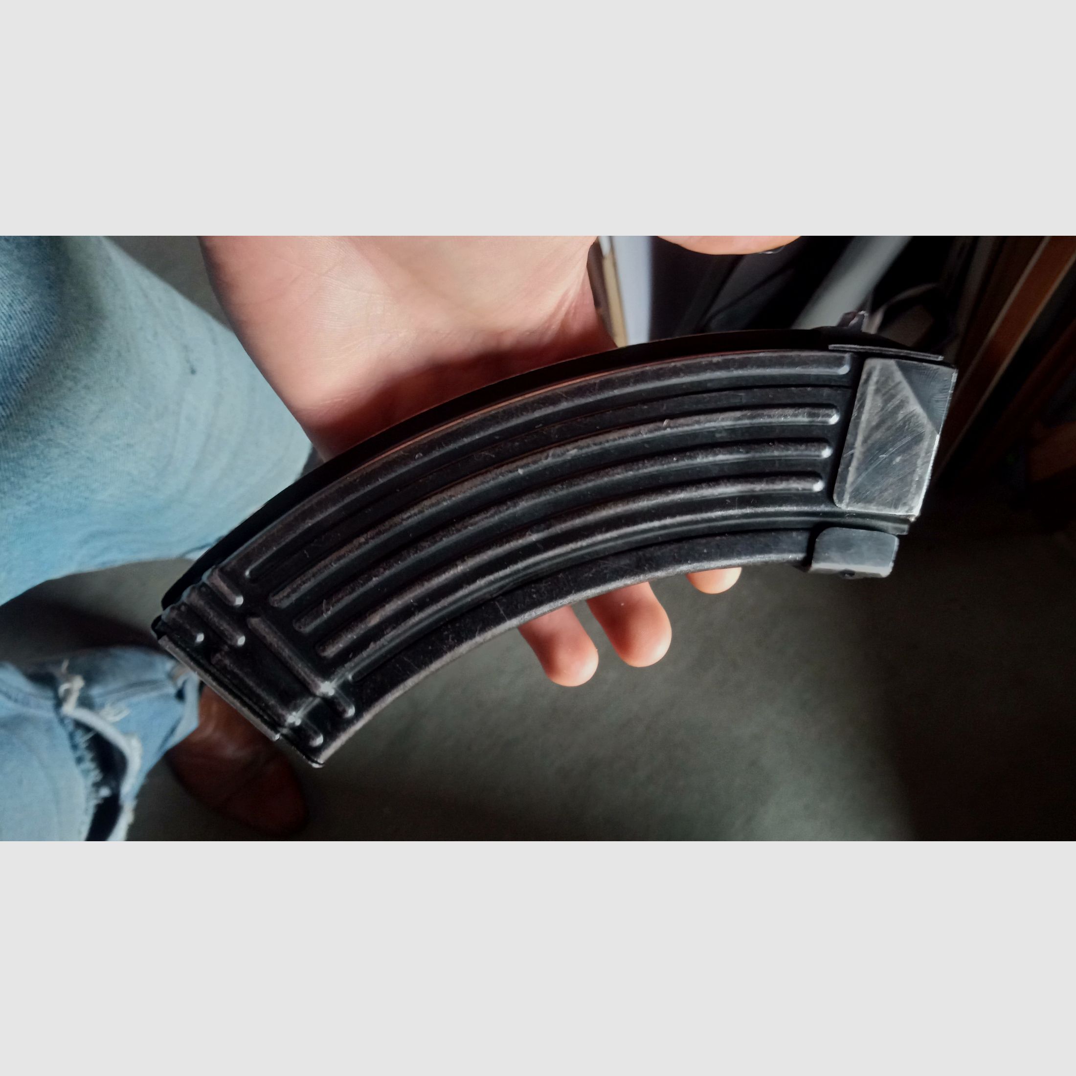 Very likely early Polish kbkg wz. 60 / AK47 steel decorative magazine (non-functional/deactivated) // KBK AKGN WZ.60 / also fits in GSG Co2 Cybergun called China-Yunker
