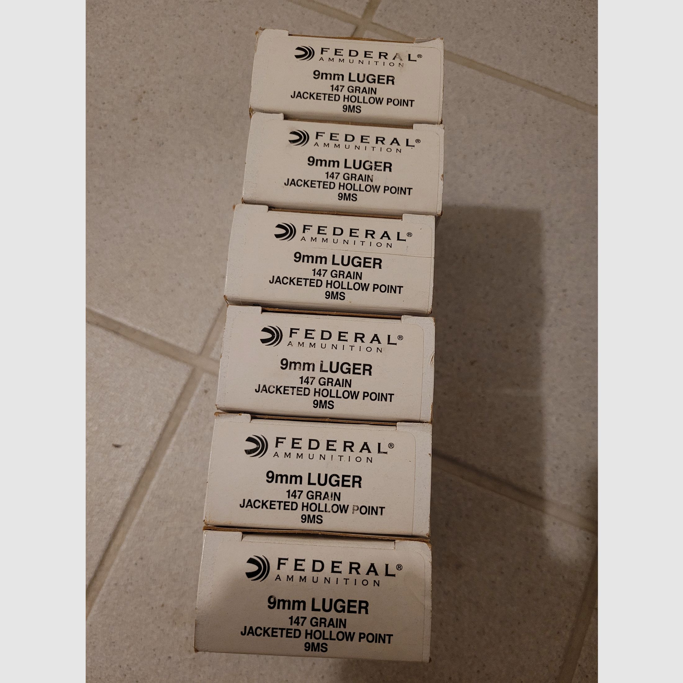 300 Schuss 9x19mm 9mm Luger Parabellum von Federal Jacketed Hollow Point 147 grain