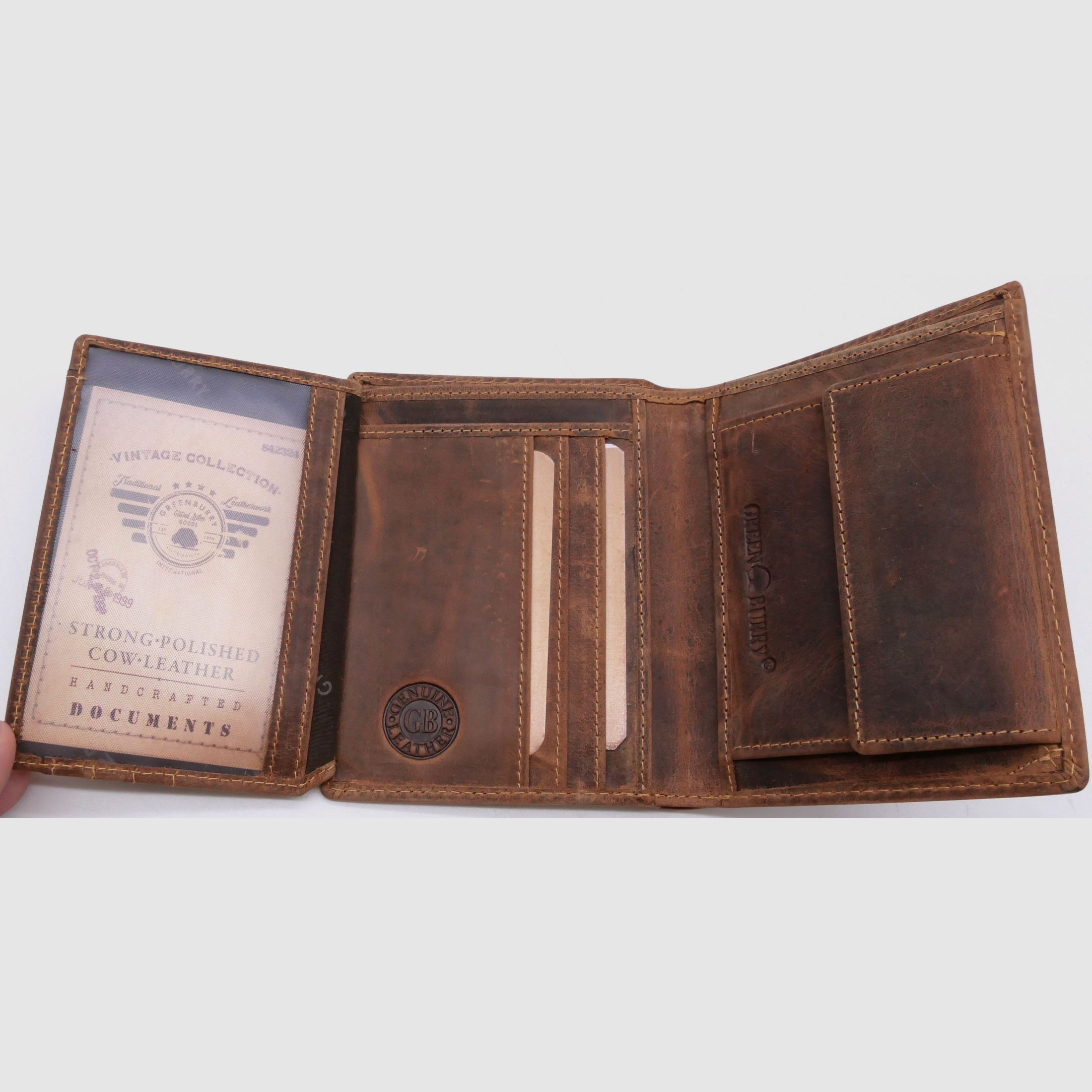 Greenburry Leder Geldbörse braun Vintage Animal Collection Wildschweinkopf 1701-Wild Boar-25