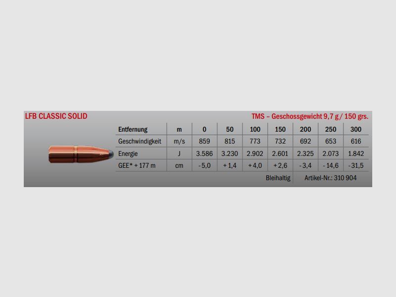 LFB Classic Solid .308 Win. TMS 9.7g, immagine 2 di 2
