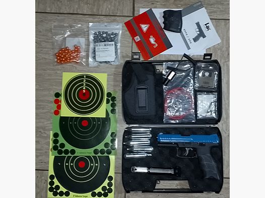 T4E Ram Heckler und Koch Sfp9 .43  mit Zubehör Export Feder Holster Laser Zielscheiben koffer 