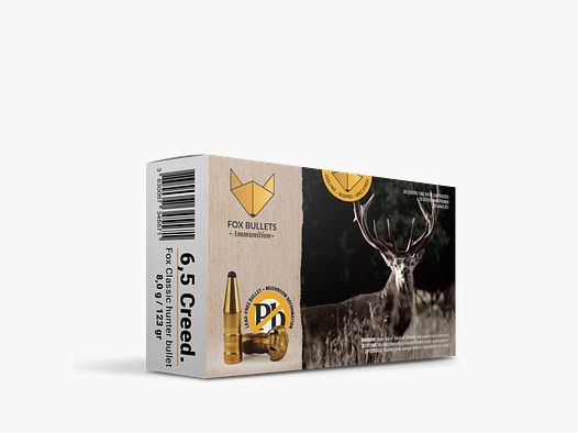 Fox Bullets Classic Hunter 6,5 Creedmoor 8,0 g / 123 gr munitions sans plomb – 20 cartouches