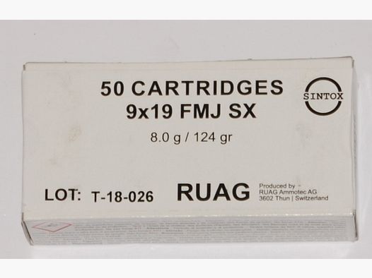 9×19 FMJ SX 8g / 124gr