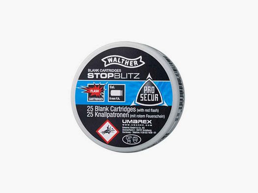 Stop Blitz Platzpatronen / cal. 9 mm P.A.K. - 25 Schuss Walther