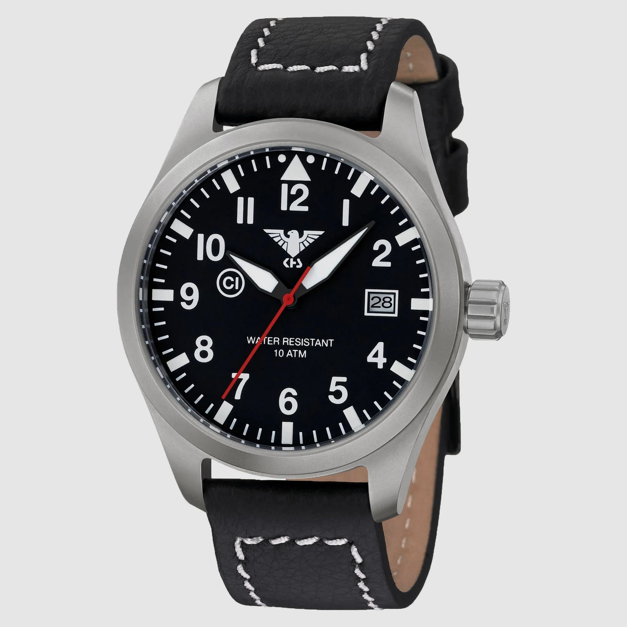 KHS Uhr KHS Airleader Steel mit Büffellederband schwarz