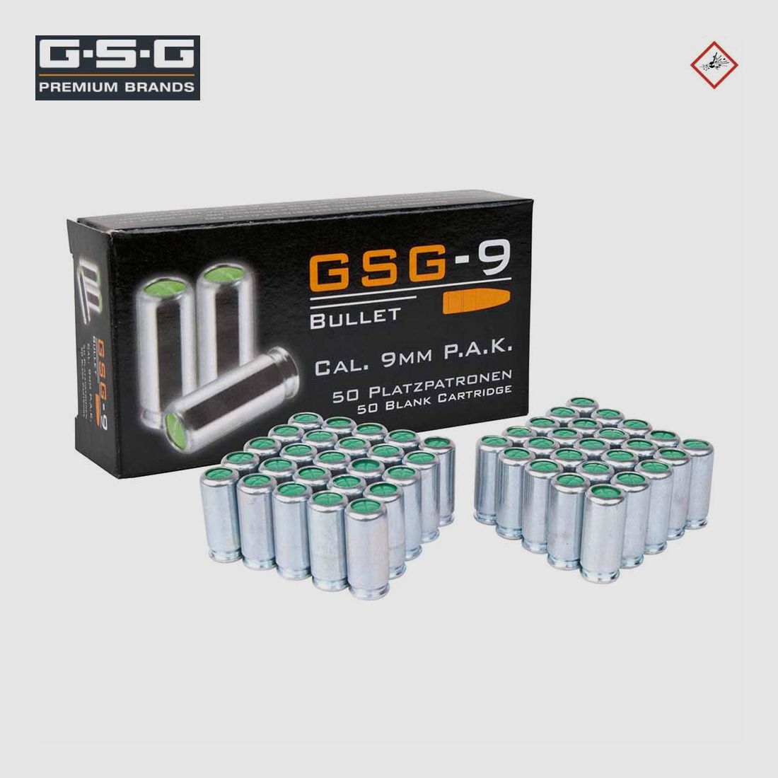 GSG-9 blank cartridges 9mm P.A.K. 50 pieces