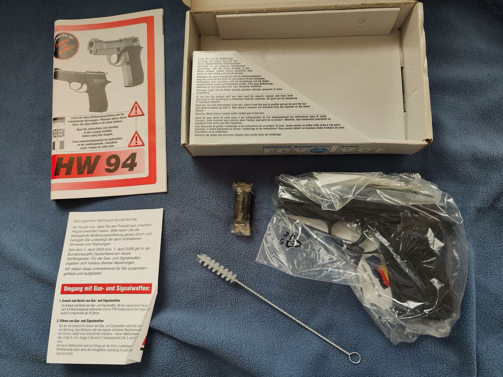 Weihrauch HW 94 kal. 9 mm R Knall NC blue Arminius revolver pistolet OVP, zdjęcie 7 z 12