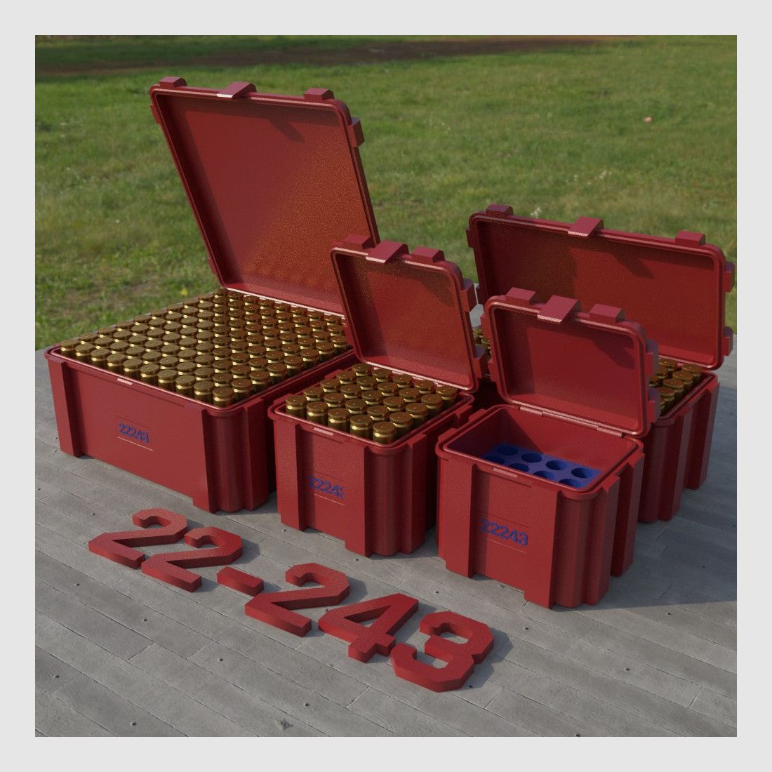 Filamelt Munitionsbox / Ammo Box .22-243 – Patronenbox ‘Klappdeckel’ – 20 / 25 / 50 / 100 Runden