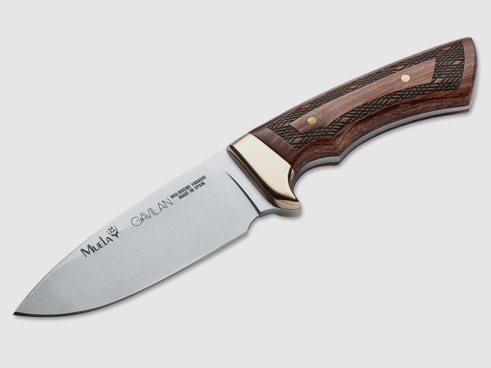 MUELA GAVILAN Vollerl Jagd-Messer,Lederscheide,Griff-Schnitzerei