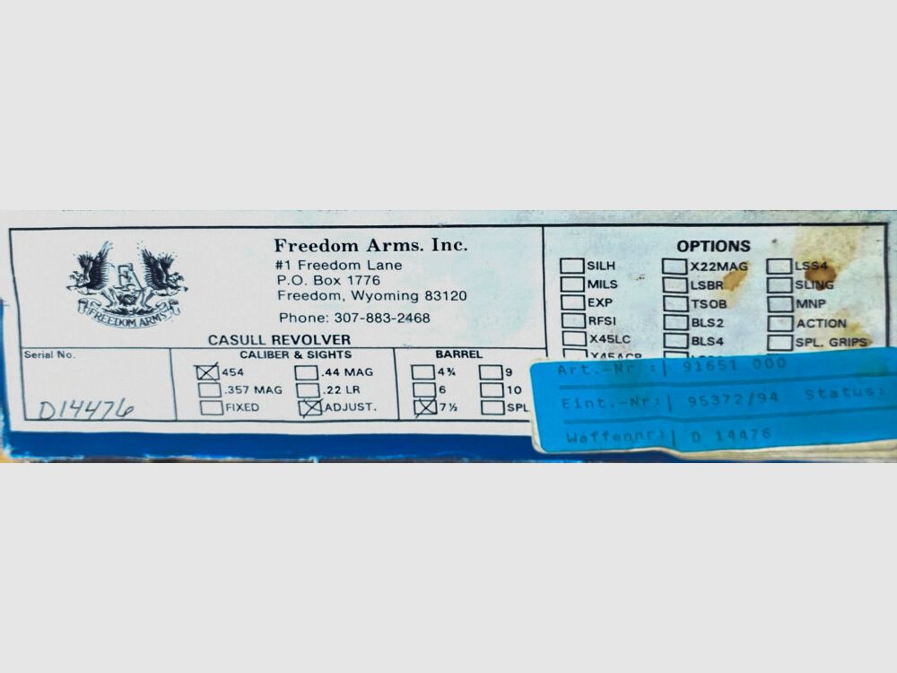 Freedom Arms Premier Grade