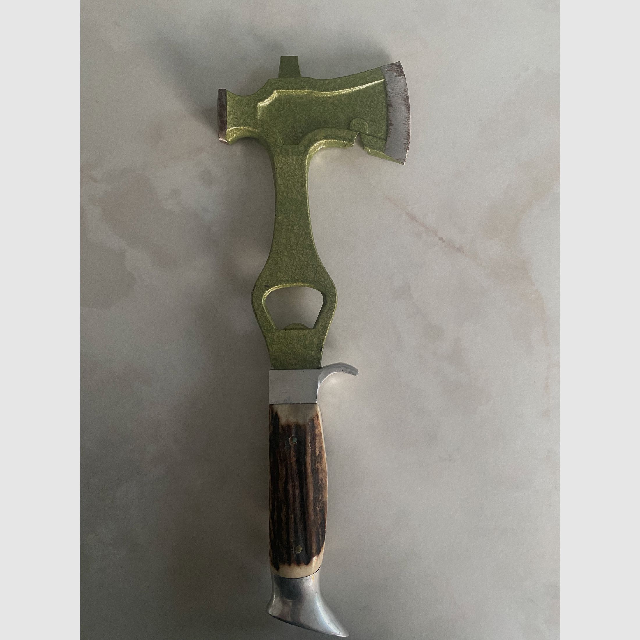 Ascia da caccia vintage / ascia da campeggio Solingen – Germania con manico in corno di cervo