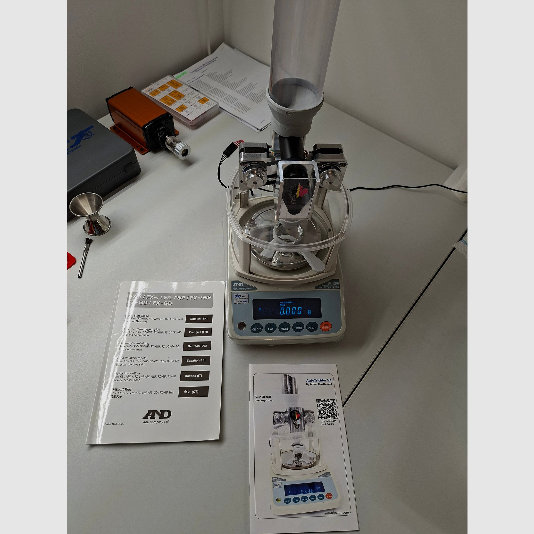 Pulverfüllgerät Trickler V4 mit Digital Präzisionswaage A&D FX-120 Garantie