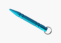Kubotan estriado PUNTA con llavero - Azul