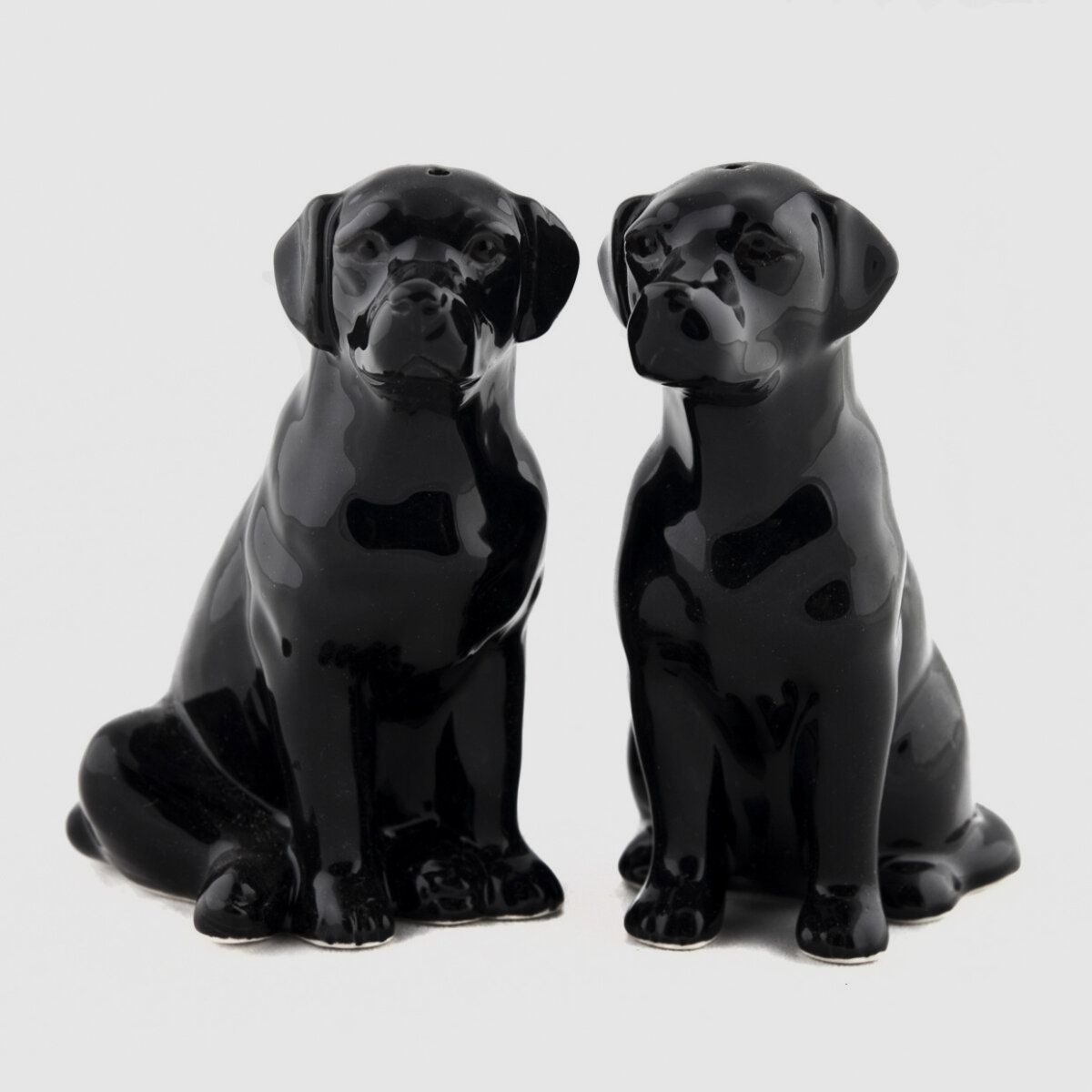 Lovergreen Porzellan Motiv schwarzer Labrador Salz- und Pfefferstreuer