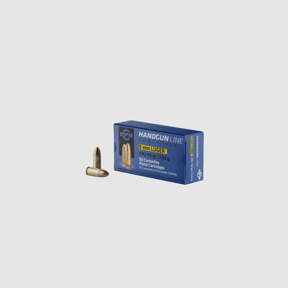 PPU 9MM LUGER FMJ - 115GRS/ 7,45G . - 50 KURZWAFFENPATRONEN