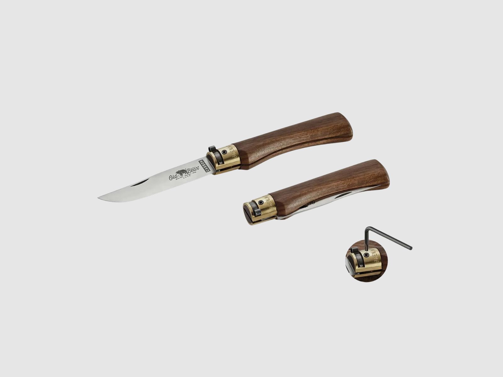 Cuchillo de bolsillo Old Bear XL de acero al carbono de nuez